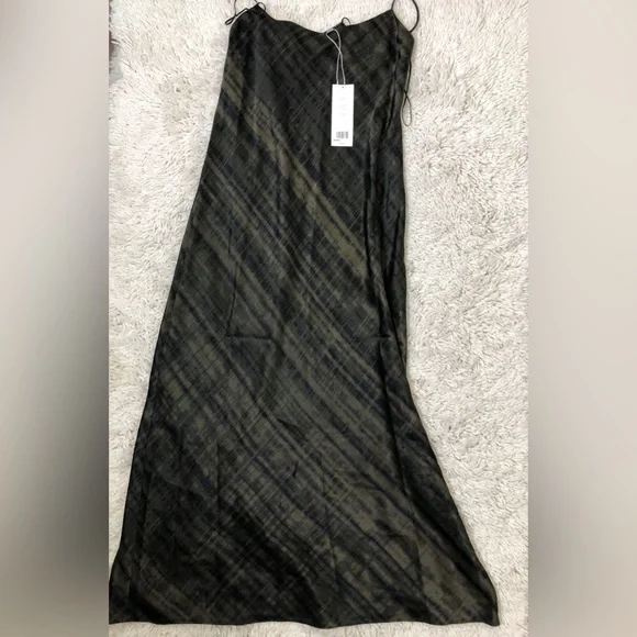 NWT $345 Vince Hazy Plaid Silk Print Midi Slip Dress